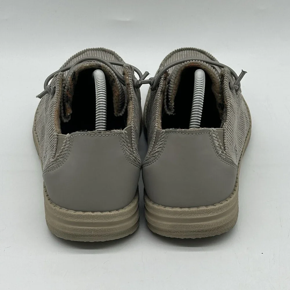 Skechers Melson-Corduroy Gray Moc Toe Lace Slip On Casual Shoes Men's Size 10